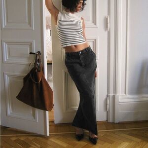 100% Organic Cotton Maxi Denim Skirt with slits